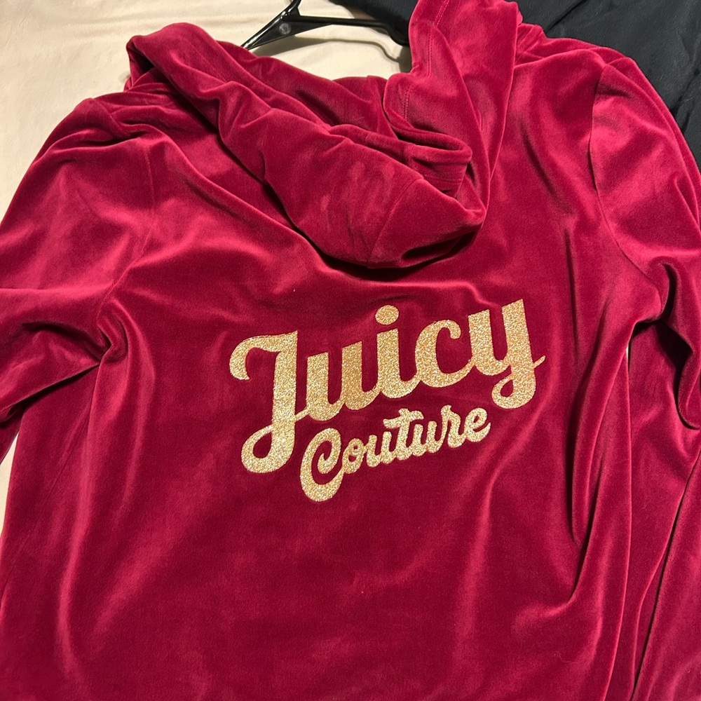 Juicy Couture Fuchsia Velour Jacket with Gold Accent